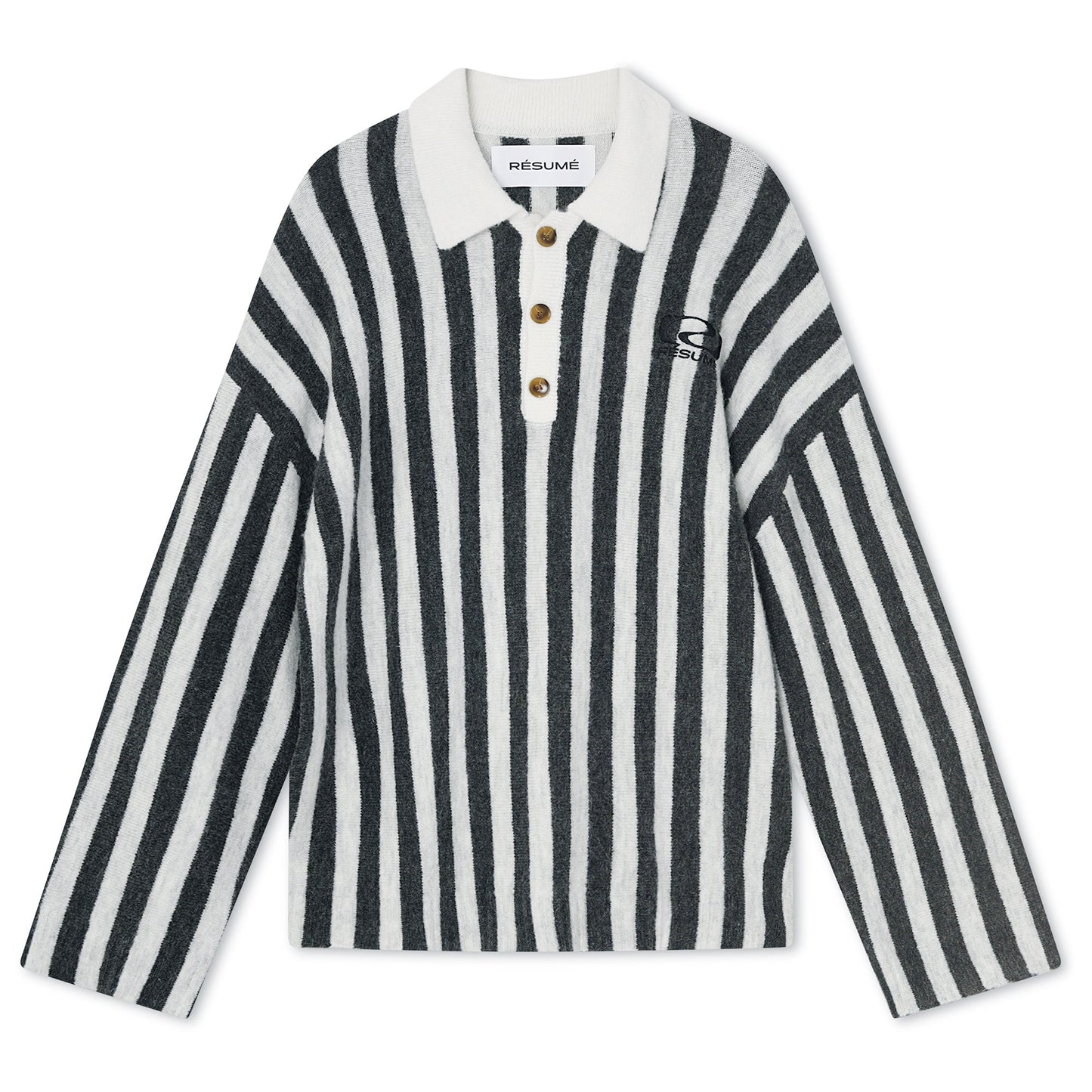 MilleRS Polo Knit Grey Stripe