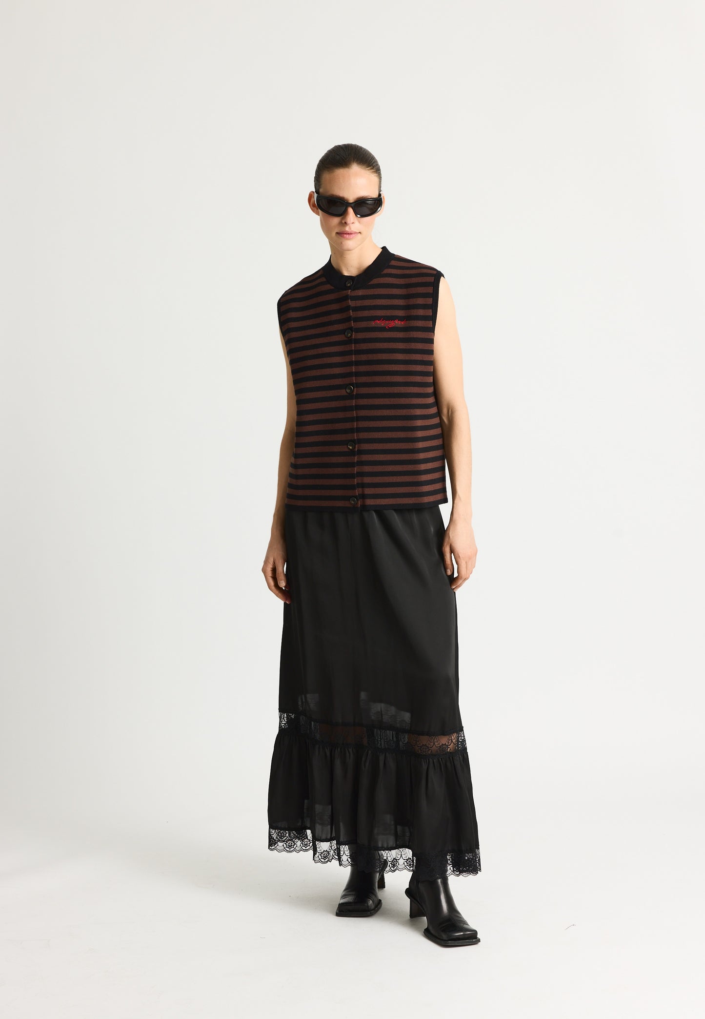 KodyRS Knit Vest  Black Stripe