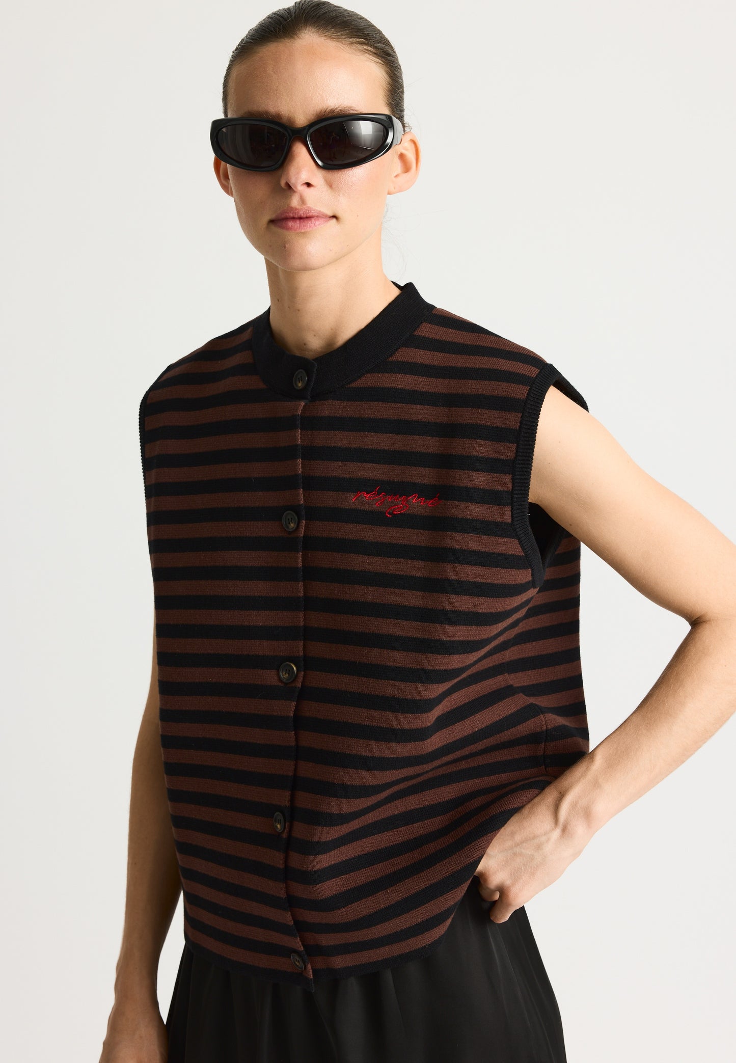 KodyRS Knit Vest  Black Stripe