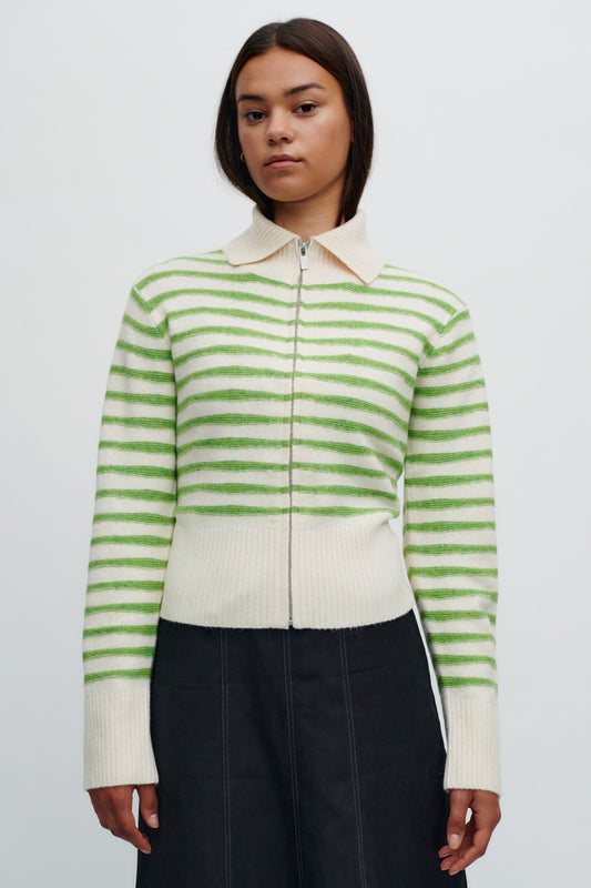 FlorentineRS Knit Cardigan Green Stripe