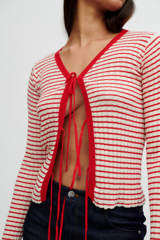 FinnleyRS Knit Cardigan Red Stripe