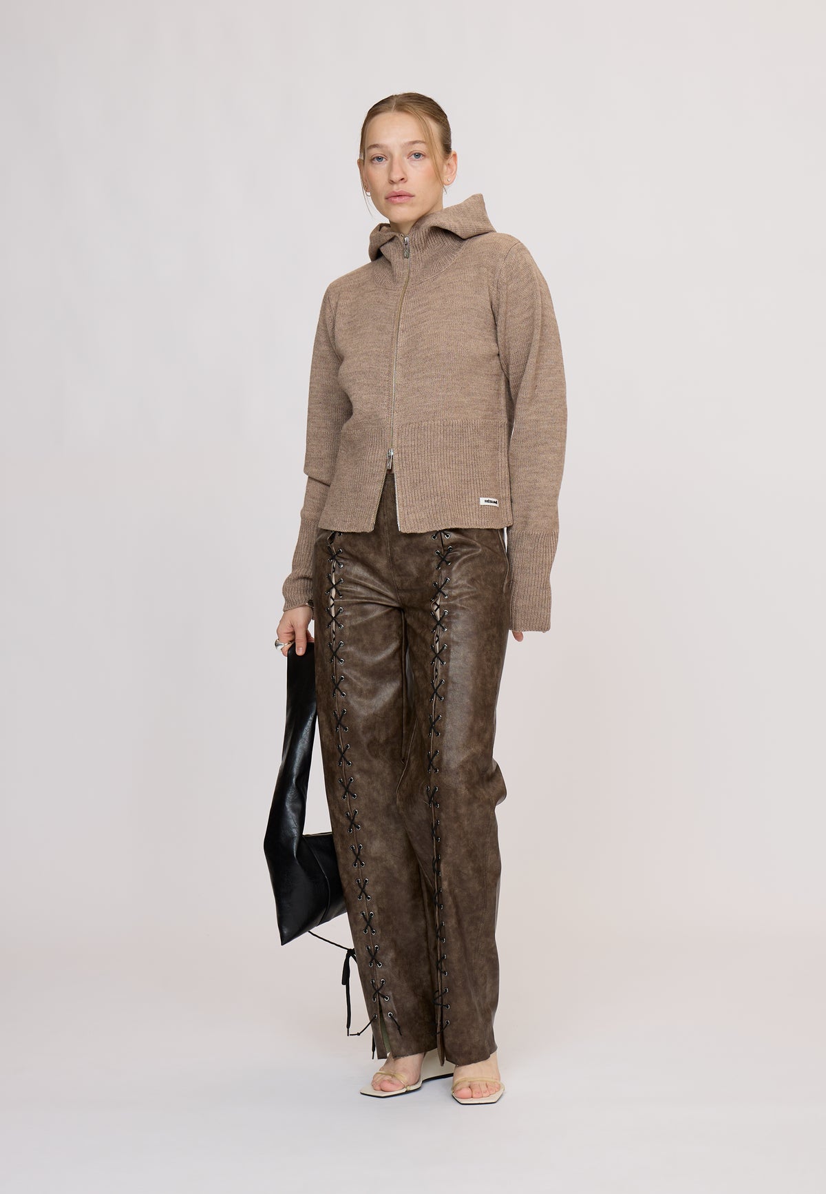 OriRS Knit Zip Blouse Beige