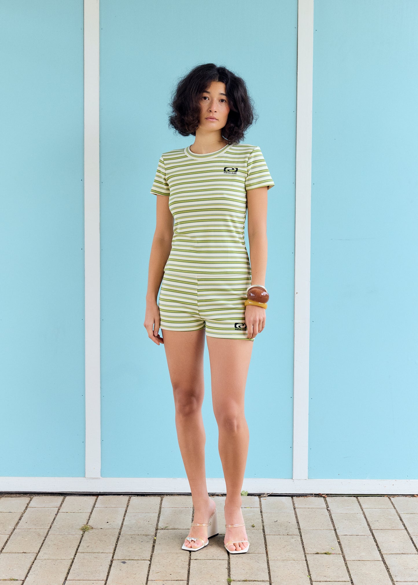 NicoleRS Shorts Green Stripe