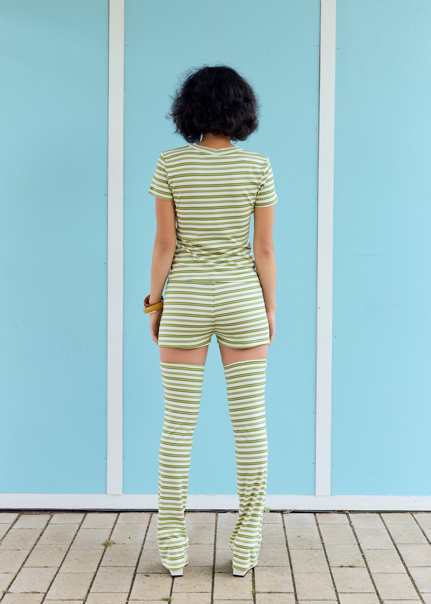 NicoleRS Leg Warmers Green Stripe