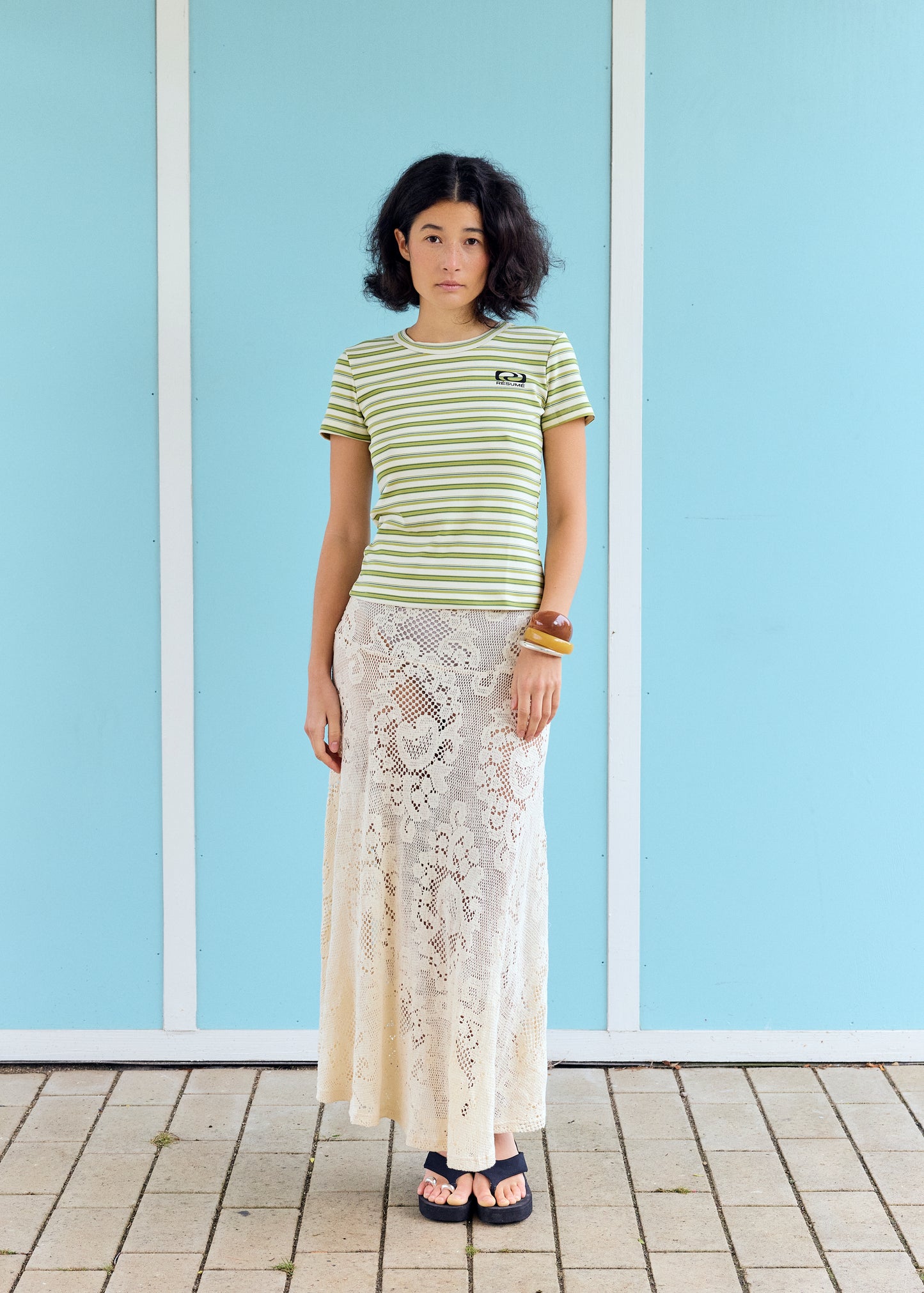 NicoleRS Tee Green Stripe