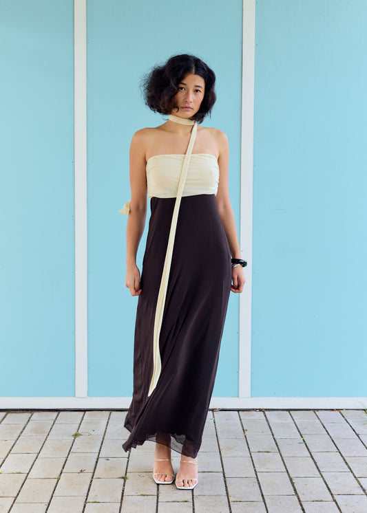 NovaRS Strapless Dress Multi Brown