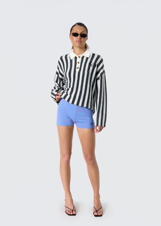 MilleRS Polo Knit Grey Stripe