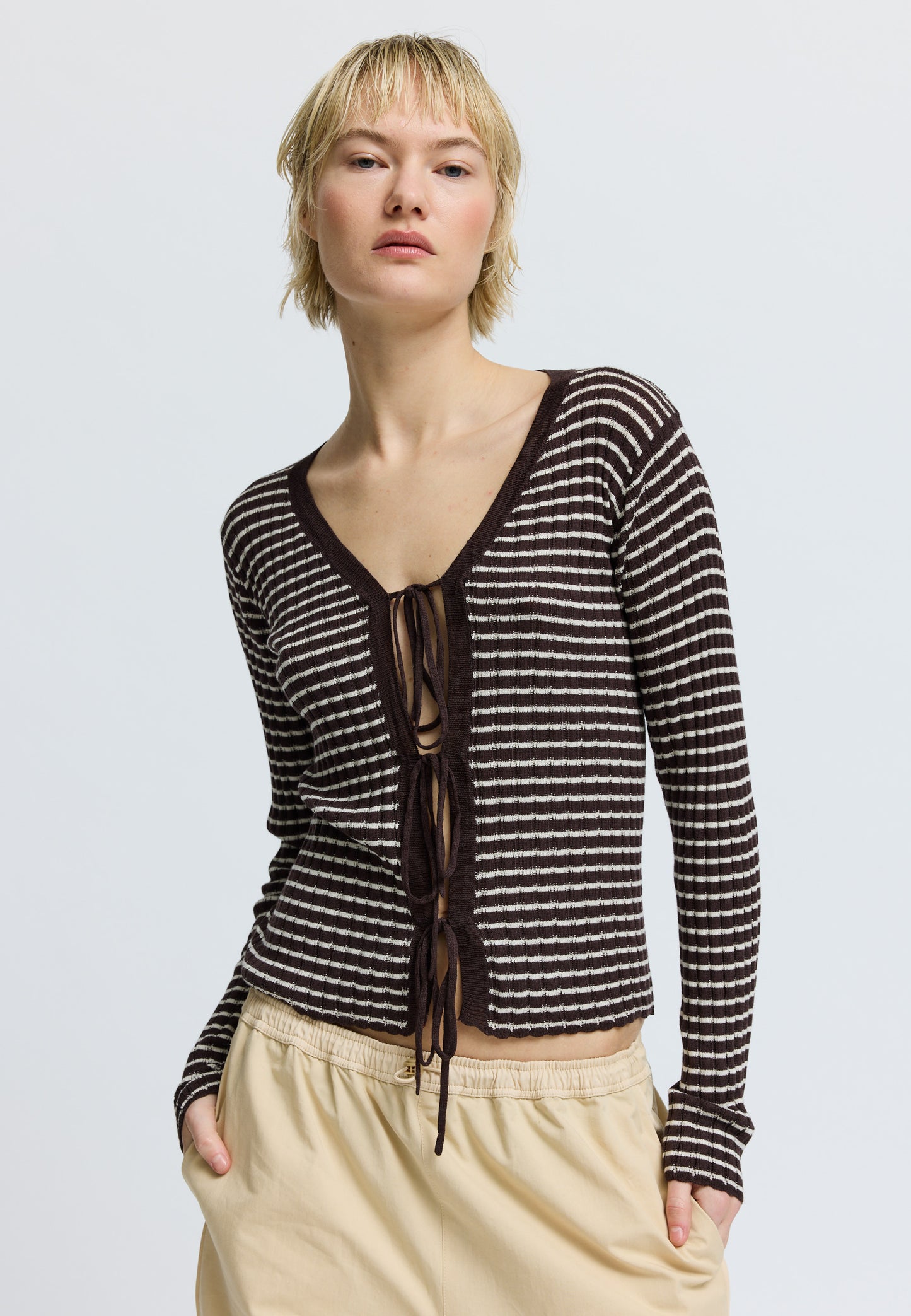 FinnleyRS Knit Cardigan Brown Stripe