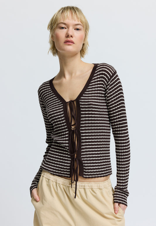 FinnleyRS Knit Cardigan Brown Stripe