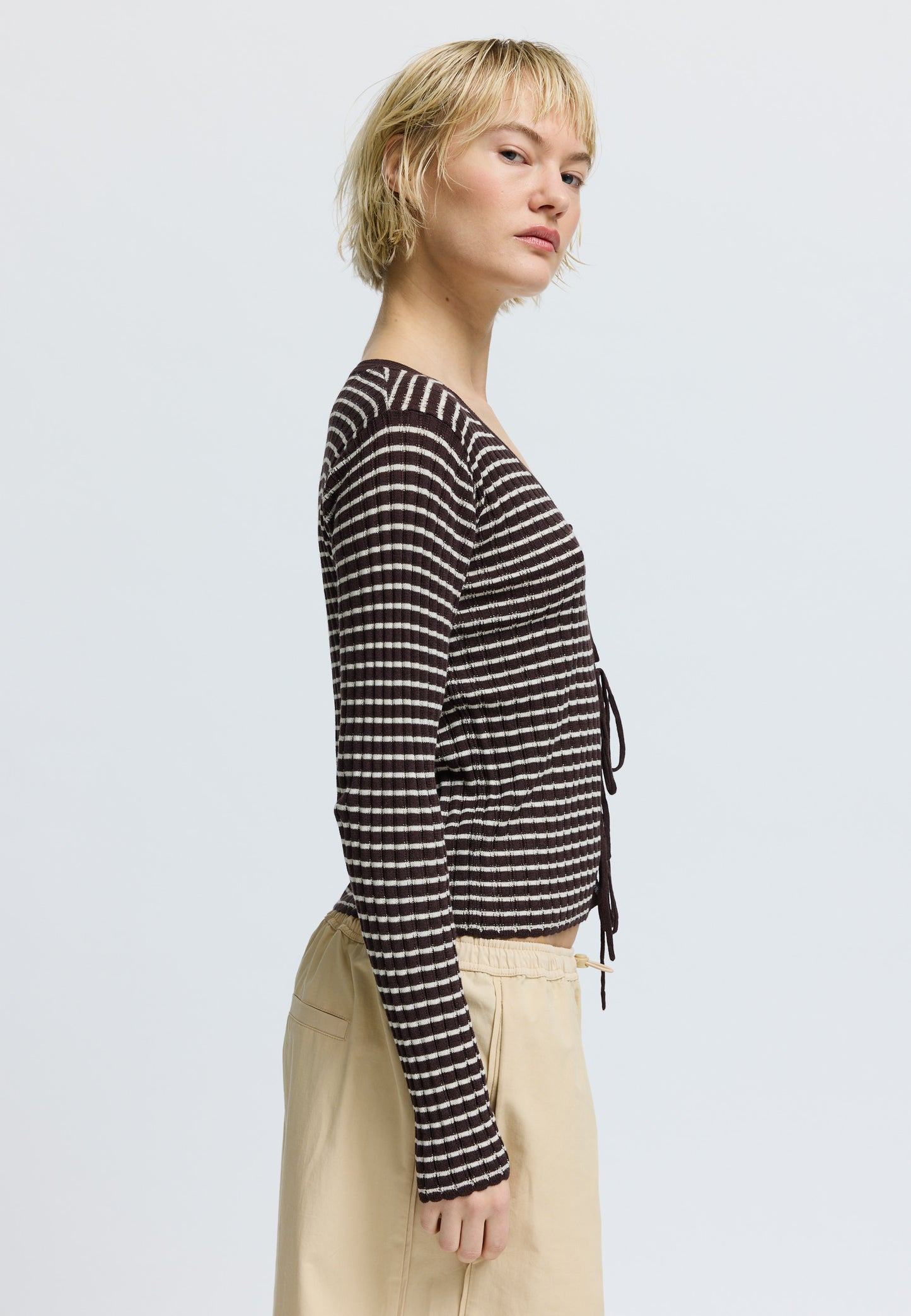 FinnleyRS Knit Cardigan Brown Stripe