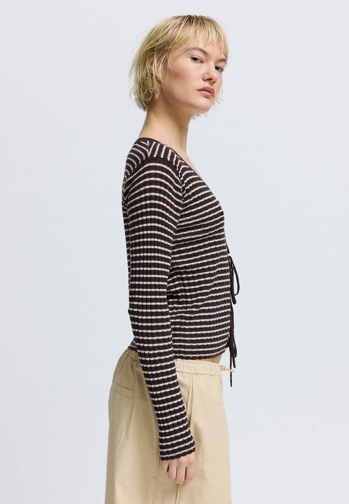 FinnleyRS Knit Cardigan Brown Stripe
